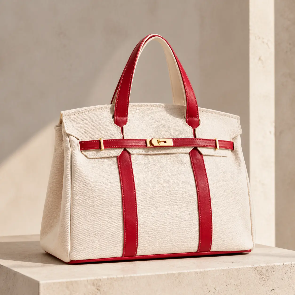 Pink Canvas Tote Bag with Feminine Leather Details & Buckle, Large Capacity Casual Trendy Shoulder Bag for School Work Gym Outdoor