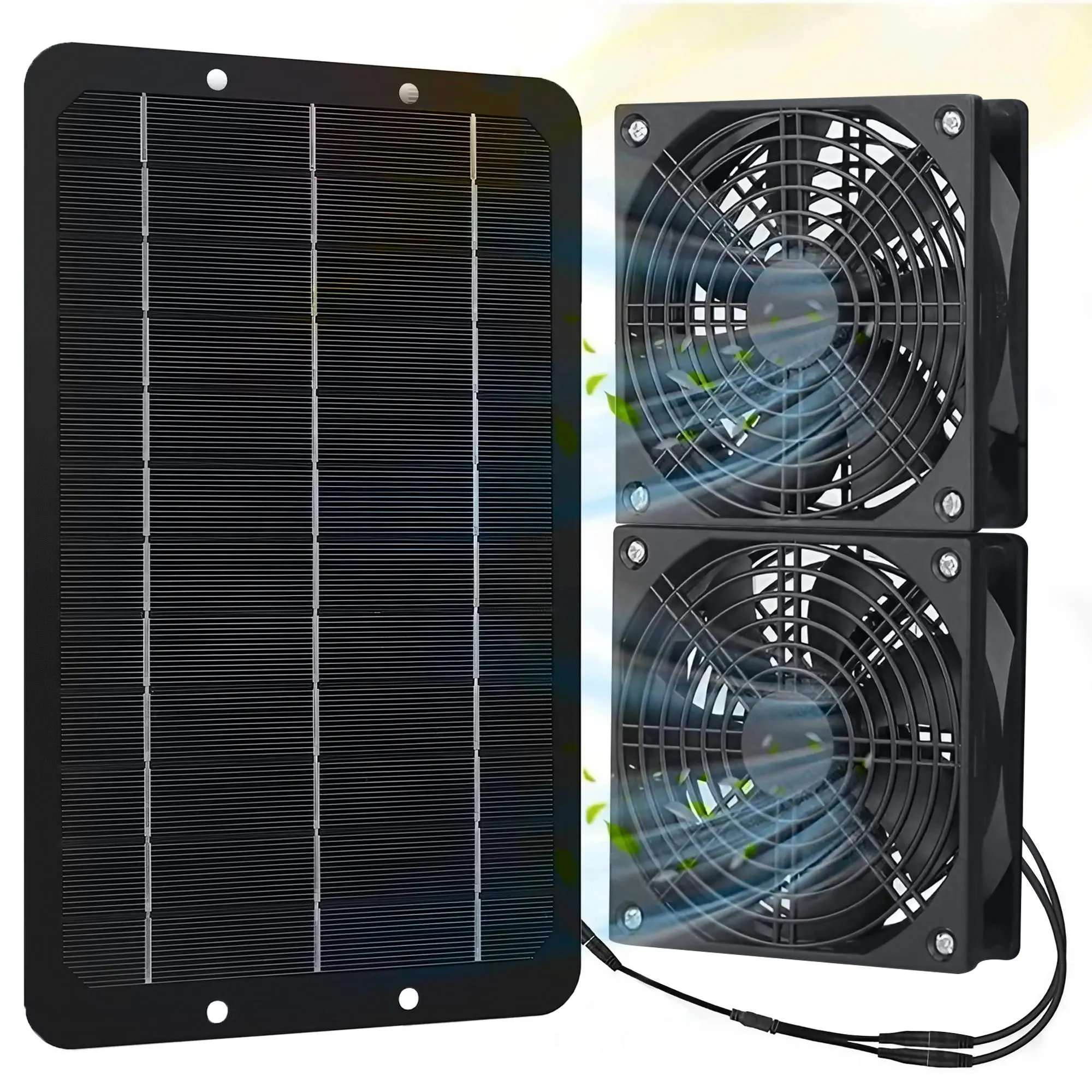 Solar Powered Dual Fan System - Rainproof & Silent - TikTok Shop