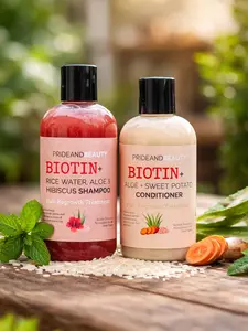 Prideandbeauty Biotin Shampoo & Conditioner Set for Hair Growth Handcrafted Ayurvedic Ingredients with Hibiscus Aloe Vera & Biotin for Thicker Fuller Hair Sulfate Free Chemical Free All Natural Formula