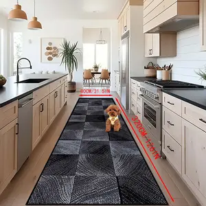 Vintage Plaid Pattern Area Rug, Soft Crystal Velvet Long Carpet for Living Room, Stairway Mat, Office Decor, Villa Entrance Decoration, Home Decor Rug