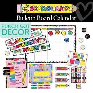 Bright Rainbow Calendar Bulletin Board | School Days