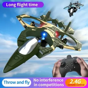Children’s Fighter Jet Remote Control Toy, RC Flying Drone with 2 Batteries Included, One-Key Takeoff & Landing, 360° Stunt Flip, Aerial Orbit Flight, Colorful LED Lights, Streamlined Body Design, Easy Control, Indoor Outdoor Flying, Holiday Gift for Kids