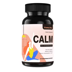 HappieVita CALM Ashwagandha 4000mg – Natural Stress & Mood Support with Rhodiola Rosea, Reishi, Ginseng, Bacopa & L-Theanine – Adaptogen & Cortisol Supplement, 60 Capsules Nootropic Fitness Healthcare