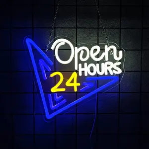 24-Hour Neon Sign LED Light Board, Led Ambient Lighting, Atmosphere Lighting, Bar Neon Sign, Open 24 Hours Sign for Bars Convenience Stores Cafes Restaurants Hair Salons Shops Hotels