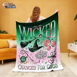 Wicked Changed For Good Blanket, Elphaba & Glinda Crystal Ball Print Flannel Throw Blanket, Ultra Soft Cozy Lightweight Blanket for Sofa Bed Couch, All Season Home Decor Blanket, Perfect Gift for Wicked Fans, Birthday, Christmas, Thanksgiving, Halloween