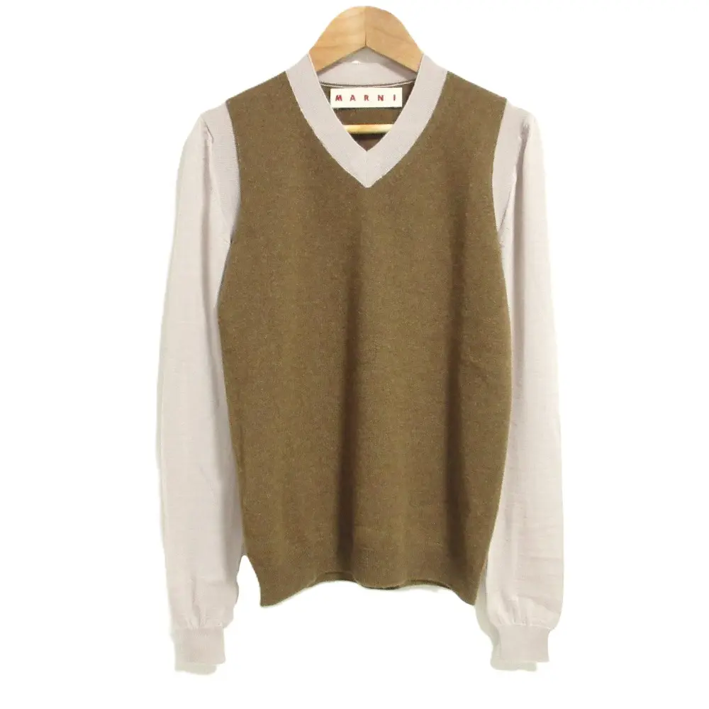 Pre-owned MARNI Cashmere Small Leather Goods V Neck Sweater