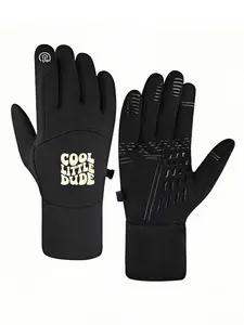 1pc with  Cool Little Dude Design in Lettering  winter gloves unisex winter gloves Touch Screen Comfort Fit Winter Activities for Men Women Comfortable Christmas gifts keep warm
