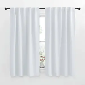 NICETOWN Window Draperies Curtains Panels - Blocking Out 50% Sunlight Curtains, Grommet Top Small Window Drapes for Bedroom (2 Panels, 42 by 45, White)