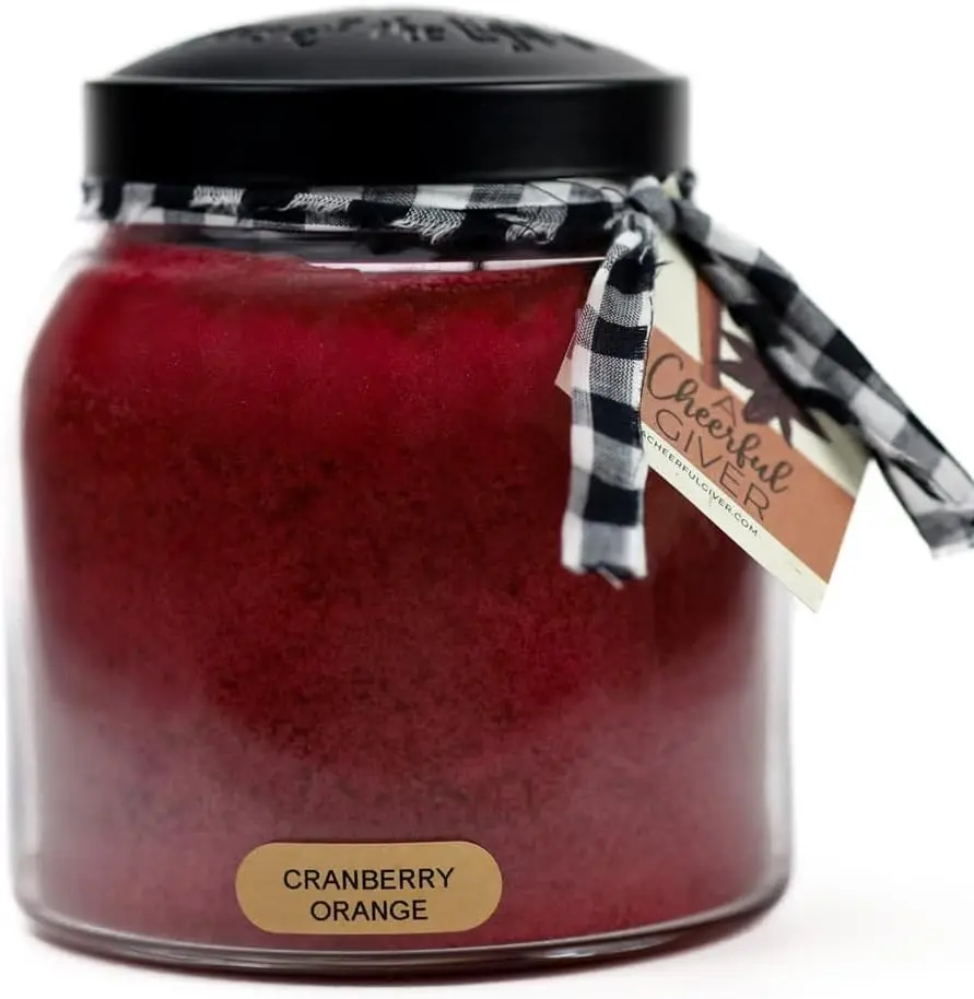 Keepers of the Light Cranberry Orange Scented Candle - 34oz PP Jar with Lid, 155 Hours Burn Time, Aroma Freshener, Added Fragrance Orange Candle, Gift for Women, Red