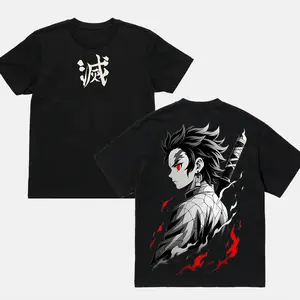 Tanjiro - Demon Slayer Crew Neck Short SleeveAnime Graphic Double-Printed Cotton T-Shirt Unisex Breathable Streatwear Casual Tee