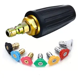 New High-Pressure Washer Rotating Turbo Nozzle Kit, 4.0 GPM Quick Connect, Suitable for Up to 4500 PSI Washers - Includes Nozzles at 0, 15, 25, 40, 65 Degree Angles  - Suitable for Cars, Concrete, and Outdoor Surface