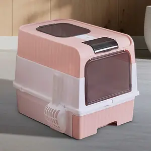 Enclosed Cat Litter Box with Lid, Drawer Type Design with Litter Scoop, Odor Blocking & Easy Cleaning, Suitable for Indoor Cats of All Ages