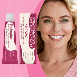 Feimuko Denture Adhesive, Comfortable Fit Long-Lasting Hold, Daily Oral Care for False Teeth, Secure Bond for Natural Look