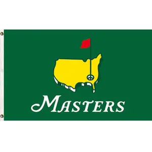 Golf Masters Style Flag Banner, Green Yellow USA Map Golf Flag Design, Augusta Inspired Golf Fan Decor, Vintage Championship Golf Flag, Outdoor Indoor Wall Decor For Golf Lovers
