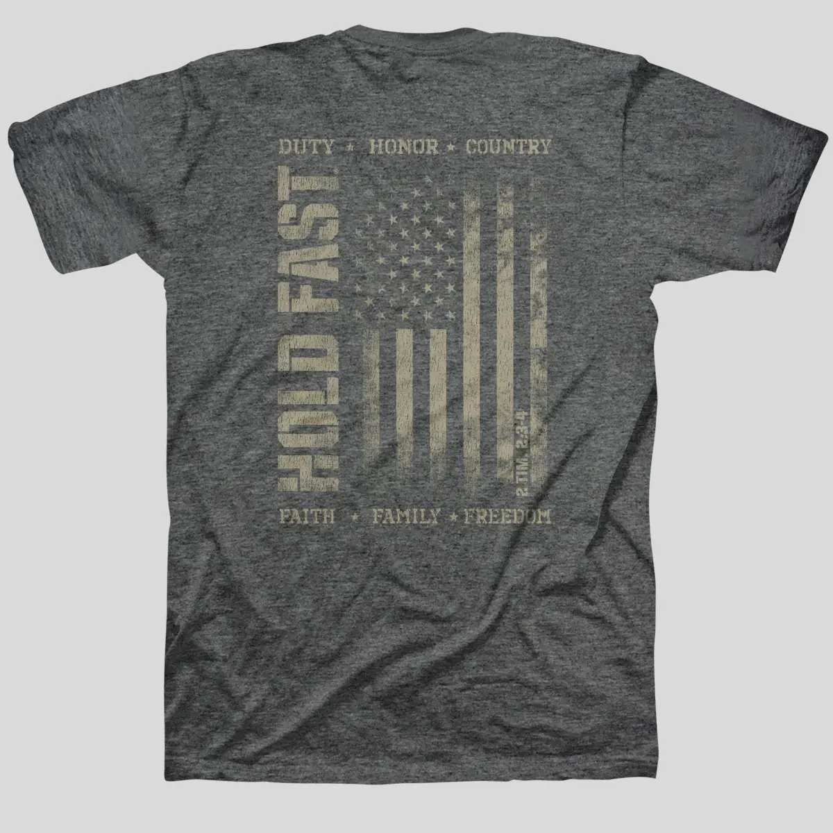 Men's Cotton Blend T-Shirt, Short-Sleeve Top with 'Duty & Honor' American Flag Graphic, Seamless Hem and Tubular Fit, Distressed, Menswear
