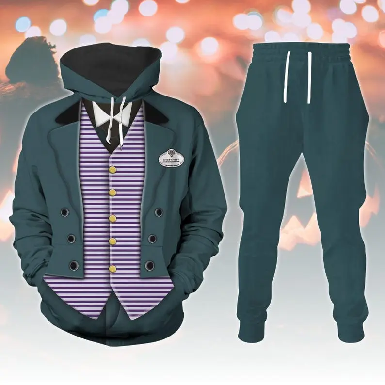 Butler Haunted Mansion Costume Hoodie With Joggers, Halloween Cosplay Set, Ghost Host Fan Gift, Trendy Tracksuit – Hoodie & Joggers for Everyday Vibes
