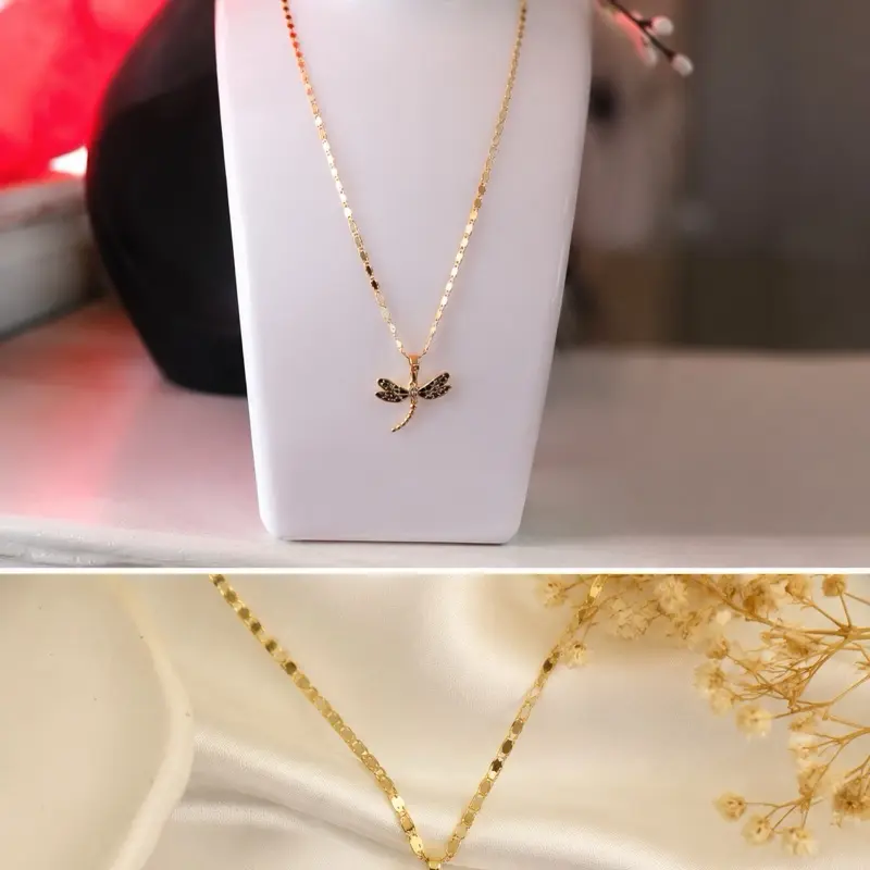 Elegant Dragonfly Necklace, Dainty Fashion Jewelry for Women, Minimalist Pendant Accessory for Daily Wear