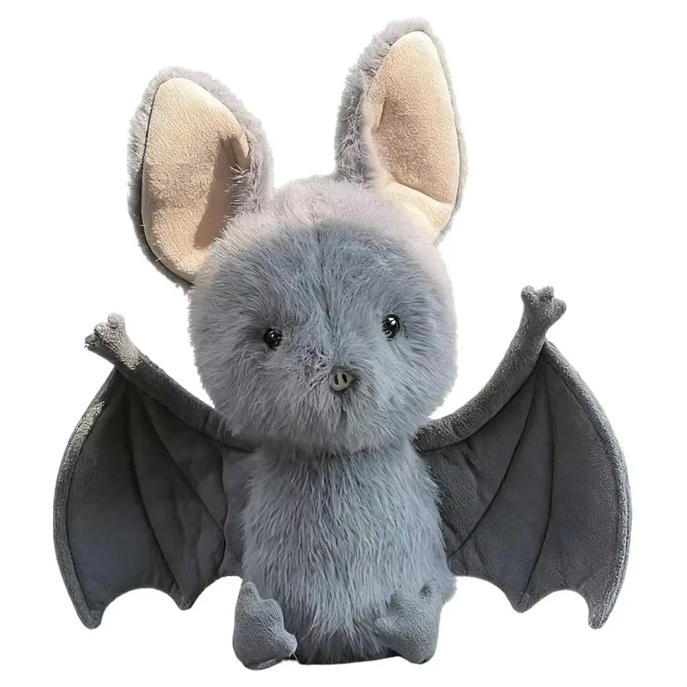 1pc Gray Cartoon Bat Plush Toy - Super Soft PP Cotton Stuffed Doll, Cute Cartoon Pattern, Comfortable, Halloween Gift for Kids, Suitable for Sports & Outdoor Themed Home Decor (Home Supplies, Festive Party Supplies)