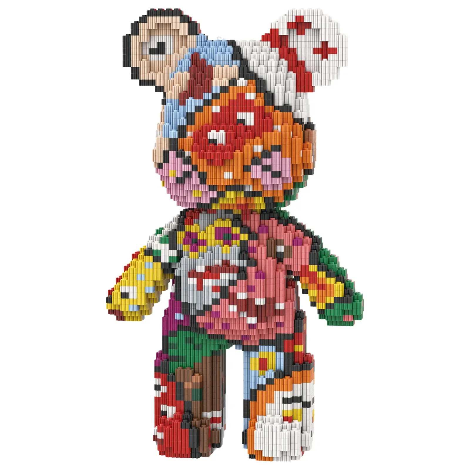 Color Patch Bear Micro Building Blocks Set, 3950PCS DIY Collectible Figure, Cute Creative Building Project Gift