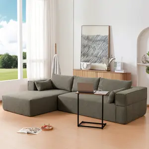 The Cannes Mediterranean Modular Wide Seat Boulce Sofa Sectional with Side Table