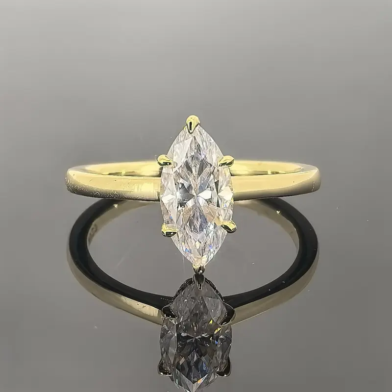 2ct Marquise cut diamond moissiniate sterling silver 14k gold plated engagement ring