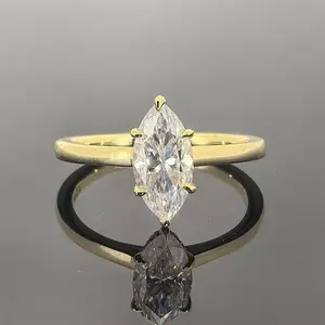 2ct Marquise cut diamond moissiniate sterling silver 14k gold plated engagement ring