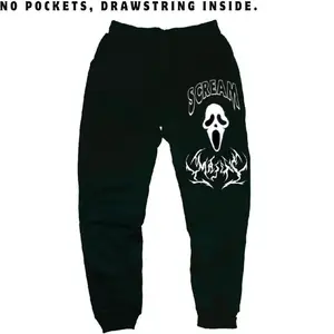 Ghostface Sweatpants, Scream 5 Horror Graphic Joggers, Halloween Scary Movie Pants, Unisex Black Streetwear for Men & Women, Killer Costume Vibe
