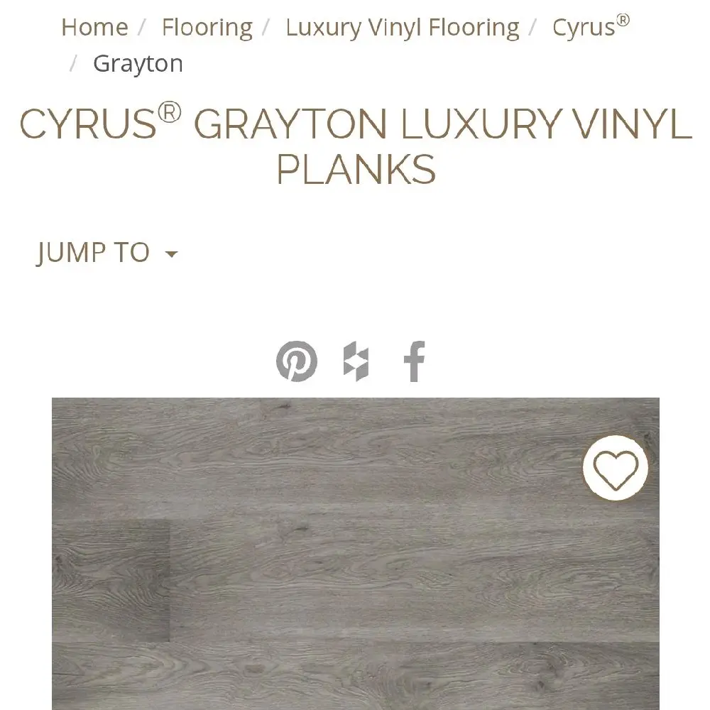 Cyrus Grayton Gray Vinyl Flooring 12 Millimeter Wear Layer Waterproof NSF Certified 7x48 Inch Planks Lifetime Warranty