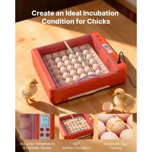 fathersdaygift VEVOR 36 Egg Incubator, Automatic Egg Turner with LED Candler Water Tray, Temperature Humidity Control, 360 View Clear Window, Poultry Eggs Incubators for Hatching Chicks Ducks Goose Quails
