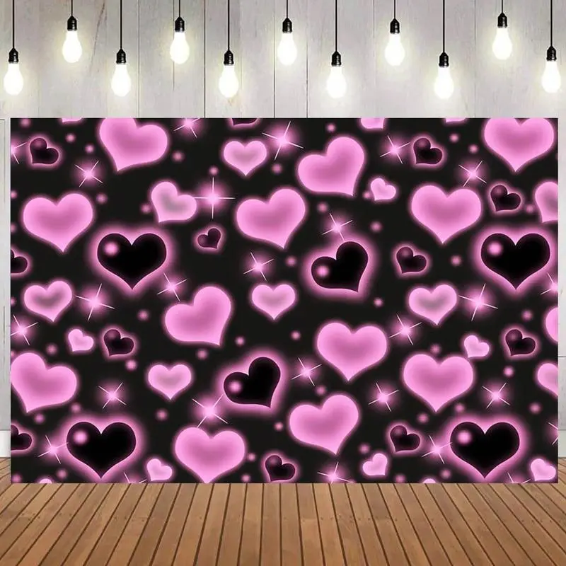 Heart-Shaped Polyester Backdrop Banner - Lightweight Festive Party Decor for Birthdays, Weddings, Indoor/Outdoor Home Use & Gifting