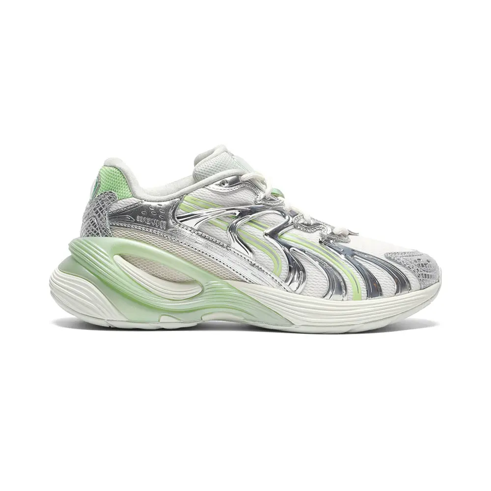 PUMA Womens Inverse Light Beam Lace Up Sneakers Shoes Casual - Green, Off White, Silver