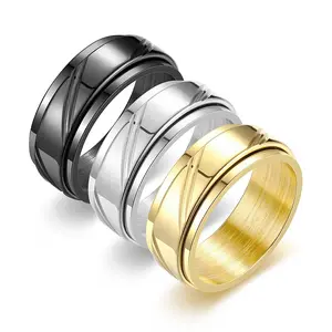 Titanium Steel Spinner Ring,Men Fashion Rotatable Band,Stress Relief Fidget Ring,Couple Matching Jewelry,Anti Anxiety Minimalist Finger Ring,Daily Party Casual Wear