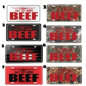 8 Styles BEEF License Plate , Camo Plate Collection, For Hunting Lovers, 8 Color Options 12" x 6" Vanity Plate, Durable Aluminum Truck Car Accessories