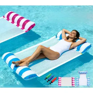 Dual-Tube Inflatable Pool Float, Foldable Water Hammock for Adults, Heavy-Duty Portable Summer Recliner, Easy-Inflate Lounger for Backyard Pool, Beach Outdoor Fun