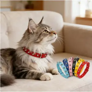 XS Small Dog Spiked Collar (Black) - PU Faux Leather Studded Rivet Collar for Male Puppies & Chihuahua Adjustable Stainless Steel Martingale