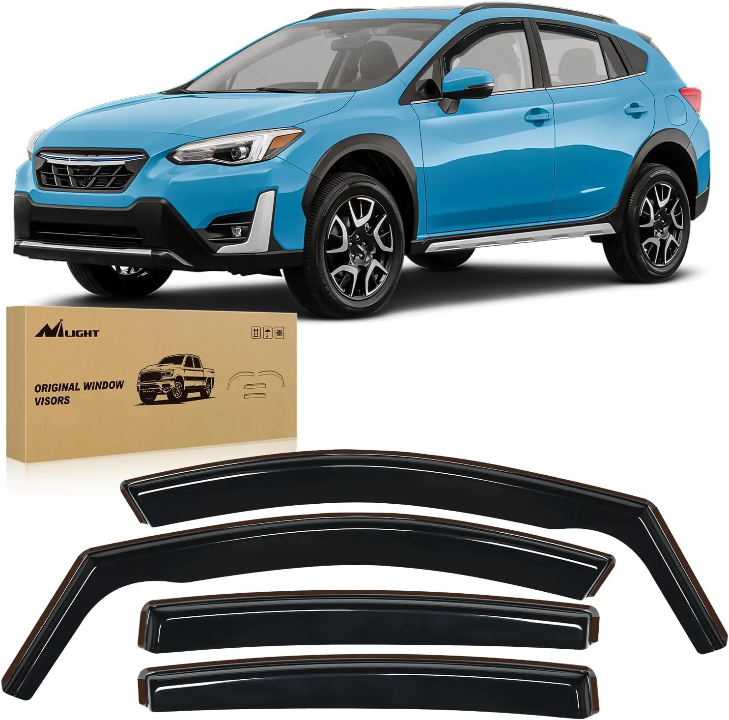 Nilight 4 Pcs Rain Guards, Automotive In-Channel Aerodynamic All-Weather Vent Window Deflectors with Double Fixation, 12Pcs Clips, 1Pcs Crowbar, 78Inch Double-Sided Tape, Car Exterior Accessories for Crosstrek 2018-2023 & Impreza Hatchback 2017-2023, Car,
