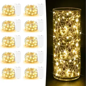 10 Pack Battery Operated Fairy Lights-7ft 20 LED Twinkle Lights Copper Wire Mini String Lights for Mason Jars DIY Crafts, Christmas, Wedding, Party Centerpiece Table Decor, Warm White