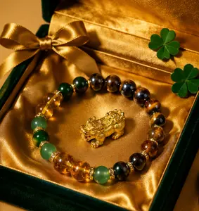 Money Bracelet with Black Onyx and Tiger's Eye - Luck Bracelet - Attract Wealth, Abundance and Prosperity