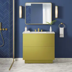 Modway Quantum 36" Bathroom Vanity in White Gold