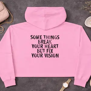 Crop Hoodie - broke heart, fixed vision