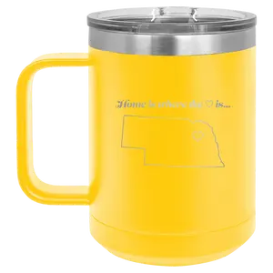 Nebraska Heart 15 oz Mug | Yellow
