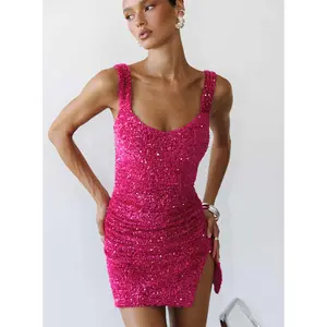 Centerfold Sequin Mini Dress Pink