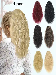 KAIRIYA 20 Inch Long Wavy Claw Ponytail Extension, Natural Soft Synthetic Wavy Claw in Ponytail Hair Extension, Synthetic Fake Pony Tails Hairpieces
