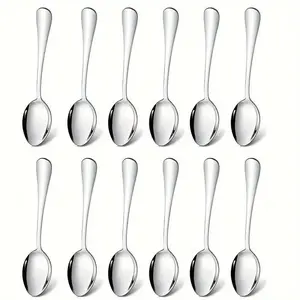 Stainless Steel Dinner Spoon Set, 12pcs/set Mirror Polished Soup Spoon, Dessert Spoon, Sturdy and Durable Spoon for Home and Restaurant Use, Spoons Set