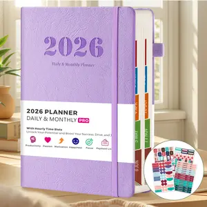 2026 Planner, Daily And Monthly Planner 2026 with 12 Monthly Tabs, JAN 2026 - DEC 2026, 5.7" X 8.4", 4 Planning Stickers, Inner Pocket, Leather Cover Calendar for Time Management