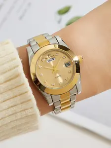 Ladies' Elegant and Fashionable Round Dial Quartz Watch, Modern Fashionable Wristwatch, Trendy Jewelry Accessory, Suitable As Birthday Gift, Graduation Season Gift, with Box