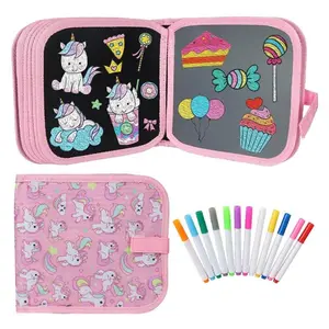 Erasable Doodle Board Set, 13-piece Children's Magic Painting Set, including 1 reusable picture book and 12 colored pens, creative art painting supplies, Erasable Drawing Boards, Erasable Drawing Pads