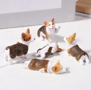 MUNBYN 2026 Mini Corgi Desk Figurines Set of 5 Resin Multi-Pose Puppy Ornaments, Cute Cartoon-Style Corgi Desk Companions for Home Offices, Cubicles, Playful & Charming Desktop Decorations