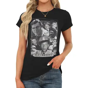 Andy Griffith   Women's round-neck short-sleeved T-shirt, slimming top for going out, sexy basic style T-shirt