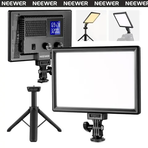NEEWER NL-116AI 9" Bi-Color LED Studio Video Panel, CRI 95+ Clarity Dimmable Soft Fill Light with Desktop Tripod, APP Control, Type-C Rechargeable, 1.5H Runtime for Content Creators (Camera & Vlogging Lighting Gear)